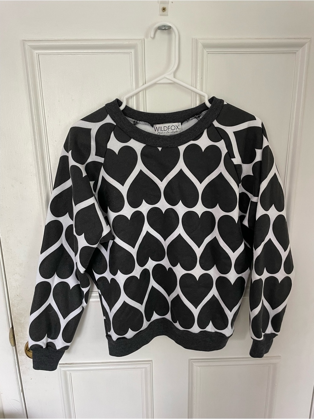 Wildfox Black & White Heart Pattern Crewneck Sweater